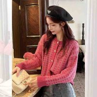 Cardigan nữ họa tiết ô phối màu độc đáo AK13 hồng món đồ không thể thiếu trong tủ đồ