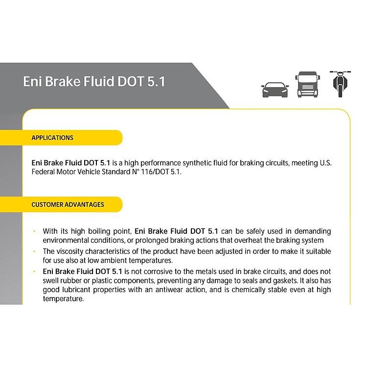 Chọn mua dầu thắng eni Brake Fluid DOT 5.1 250ml nhập khẩu Ý chính ngạch giá ưu đãi