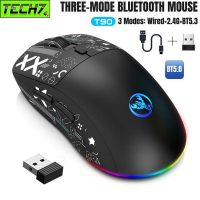 Chuột không dây T90 chống ồn 3600Dpi đa kết nối Bluetooth 5.3 và Wireless 2.4G cao cấp