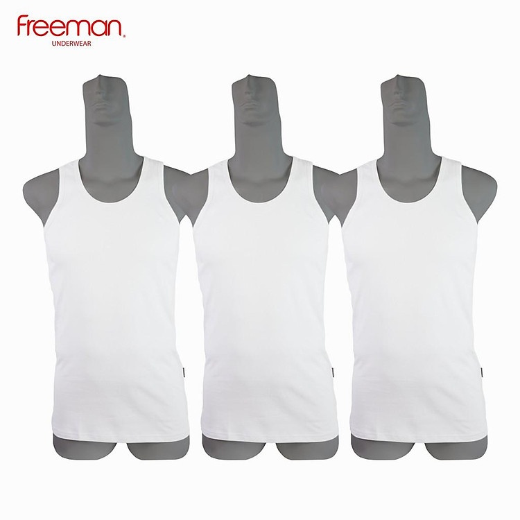 Combo 3 áo thun nam ba lỗ cotton Freeman ASF205 chuẩn size quốc tế phù hợp mọi vóc dáng