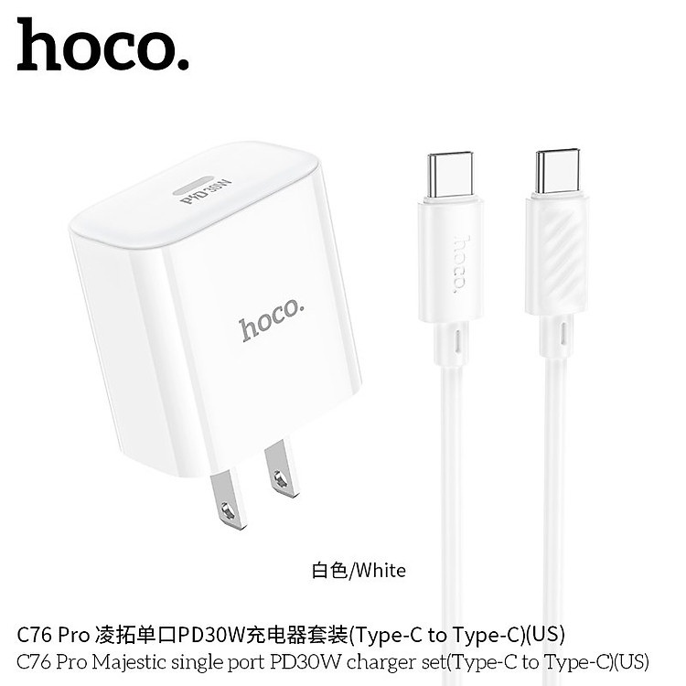 Củ Sạc Hoco C76 Pro 30W Kèm Dây Type C Hàng Chính Hãng Sạc Siêu Tốc Cho Android Và iPhone