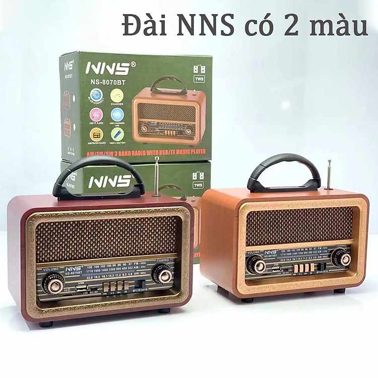 Đài Phát Thanh NNS NS-8070BT 3 Băng Tần Vỏ Gỗ Cổ Điển Hàng Chính Hãng Bảo Hành Tốt