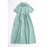 Đầm Linen mẫu mới xuân hè dáng suông babydoll xẻ tà trước có dây eo DA216