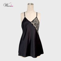 Đầm ngủ lụa phối ren xuyên thấu WANNABE DNS53 phong cách gợi cảm đầy sang trọng