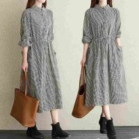 Đầm nữ dáng suông thắt eo họa tiết kẻ caro thời trang Haint Boutique phiên bản Da187