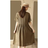 Đầm thiết kế nữ form suông rộng vải Linen mịn mát da mã sản phẩm mới DA215