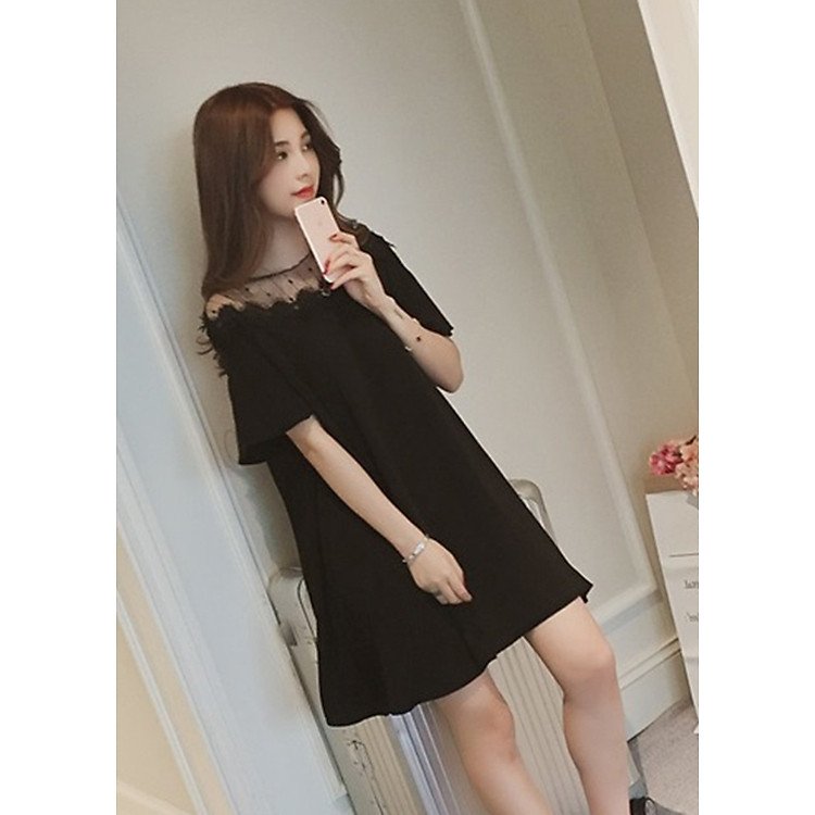 Đầm xoè tiểu thư HB11 tay ngắn phối ren vai sự kết hợp hoàn hảo của thời trang