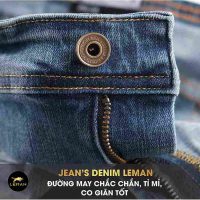 Đẳng cấp thời trang nam cùng Quần Short Jean nam Leman JL07 xanh trơn Slim Straight chính hãng