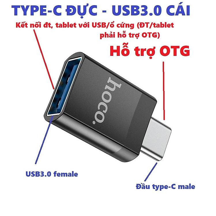Đầu chuyển Hoco UA17 Type C sang USB 3.0 hỗ trợ OTG cho iPhone và các dòng Android
