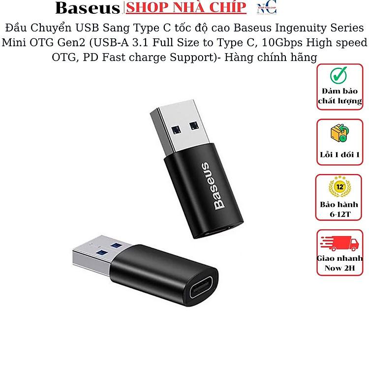 Đầu chuyển USB sang Type C Baseus Ingenuity Series chính hãng hỗ trợ sạc PD nhanh chóng