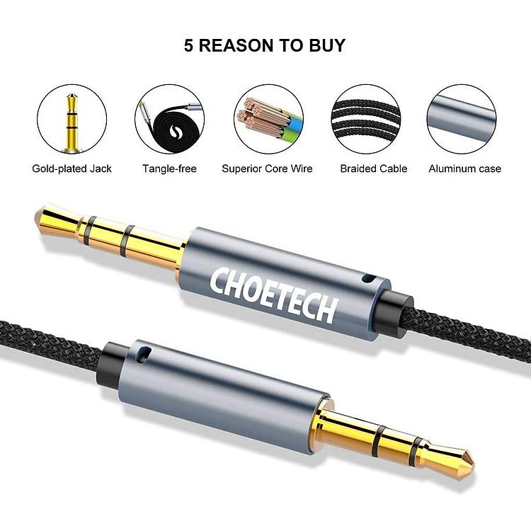 Dây Cáp Âm Thanh Cao Cấp Choetech AUX002 Chính Hãng Jack 3.5mm Chuẩn Kết Nối Nhanh