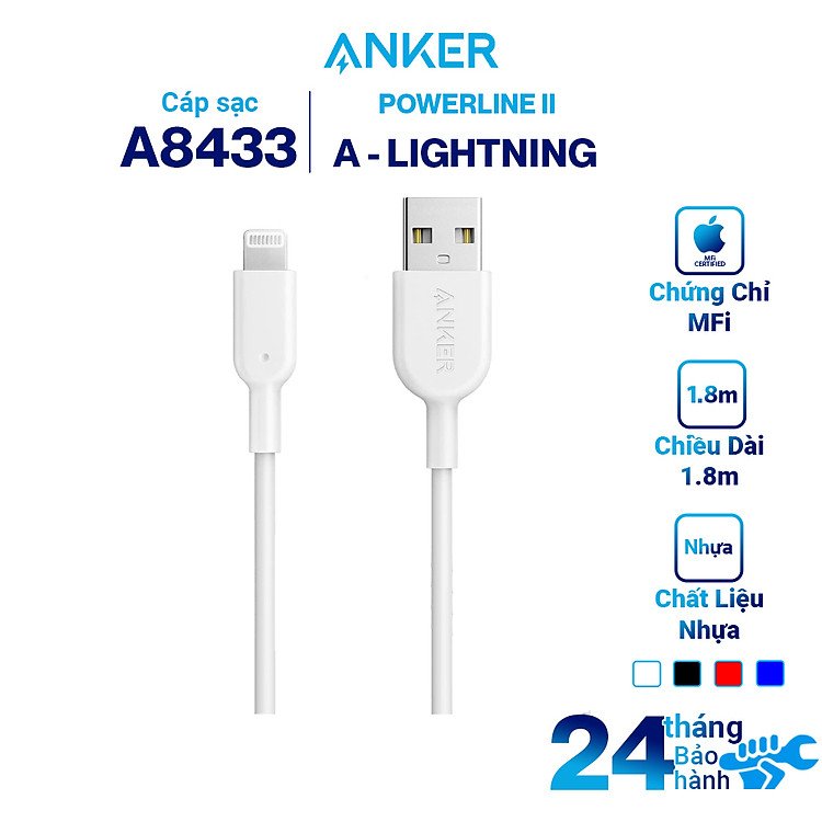 Dây Cáp Lightning Anker PowerLine II 1.8m Lựa Chọn Hàng Đầu Cho Sạc Nhanh iPhone