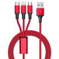 Dây cáp sạc 3 trong 1 PKCB bọc dù cao cấp hàng chính hãng bảo vệ thiết bị an toàn