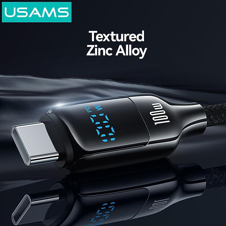 Dây cáp sạc nhanh USAMS SJ742 100W hợp kim kẽm bền chắc tương thích tối đa hệ sinh thái Type-C