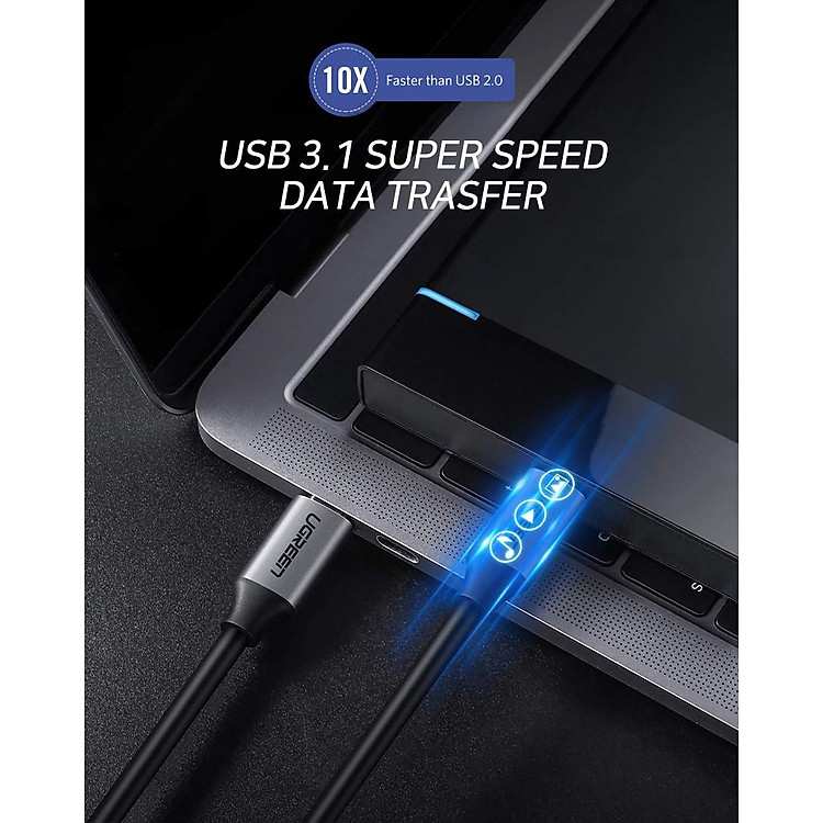 Dây cáp Ugreen 50751 chuẩn USB Type C hỗ trợ xuất màn hình 4K và sạc nhanh