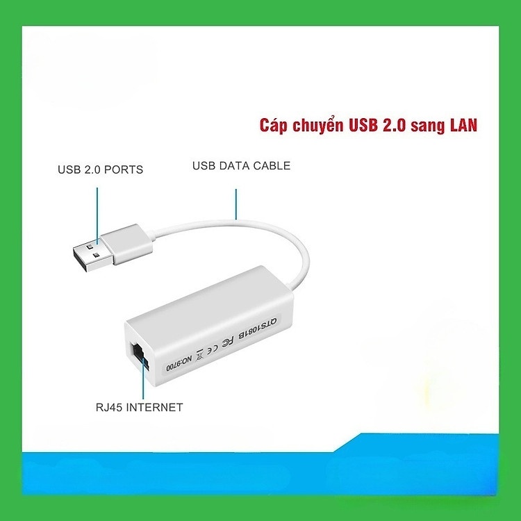 Dây kết nối mạng LAN RJ45 qua cổng USB 2.0 hàng nhập khẩu màu trắng tinh tế