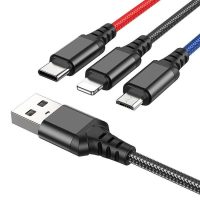 Dây sạc bọc dù Hoco X76 chính hãng 3 đầu sạc tiện nghi bền bỉ theo thời gian