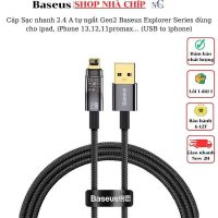 Dây sạc nhanh 2.4A Baseus Explorer Series Gen2 tự động ngắt điện chống chai pin cho iPhone và iPad
