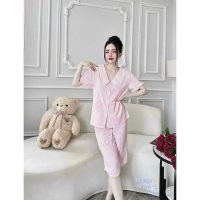 Đồ bộ pijama nữ mẫu 3 tinh tế từng đường kim size L từ 57 đến 62kg