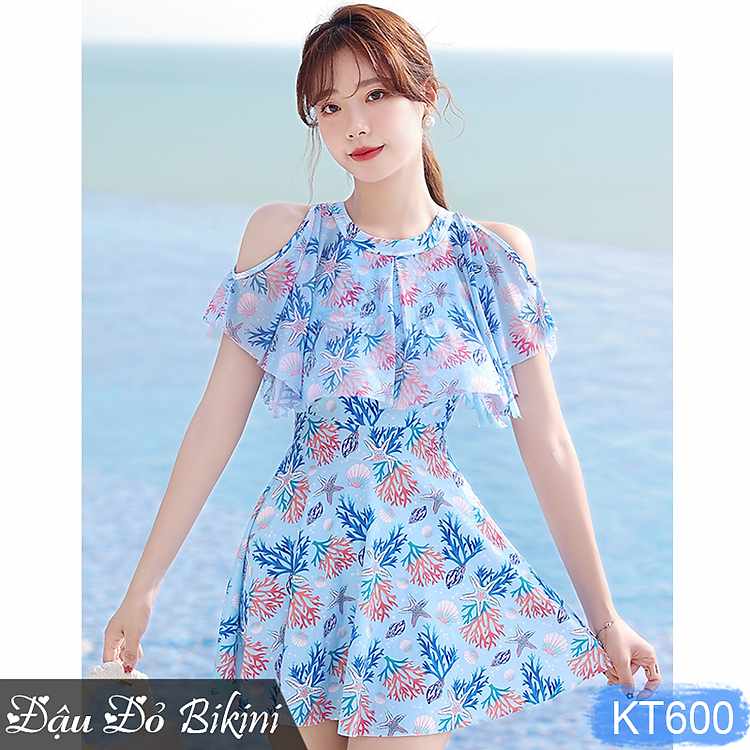 Đồ bơi nữ dáng váy liền thân phối cánh dơi tinh tế chất thun lạnh Lycra cao cấp mã KT600