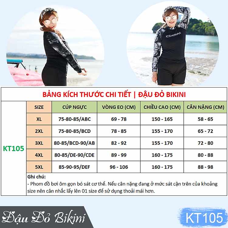 Đồ bơi nữ size lớn 98kg thiết kế 3 món tay dài quần short đùi mẫu mới KT105