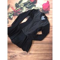 Đồ bơi tay dài nữ đen chấm bi tôn dáng che khuyết điểm hoàn hảo tặng kèm quần váy xinh xắn