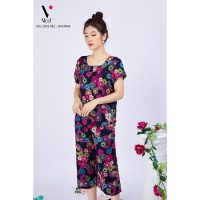 Đồ mặc nhà nữ trung niên vải tole Vicci cao cấp họa tiết trang nhã cho các mẹ