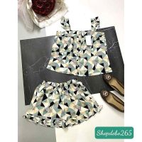 Đồ ngủ nữ hai dây quần đùi lụa mango họa tiết lập thể dễ thương chất vải cao cấp
