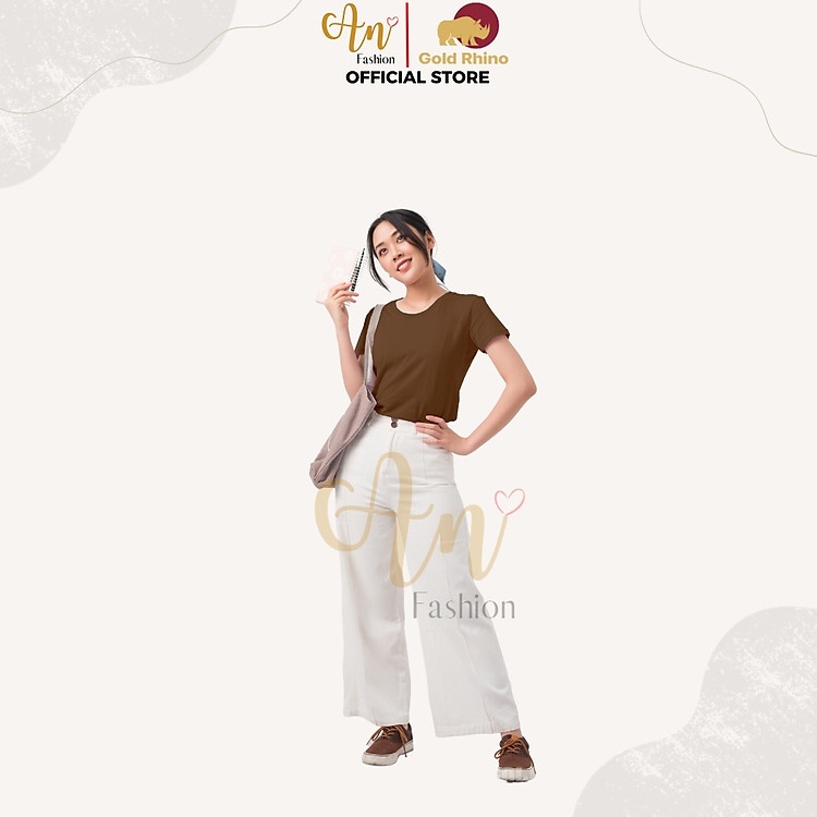 Dòng áo thun nữ cổ tròn Gold Rhino màu nâu mộc mạc kháng khuẩn chính hãng cao cấp
