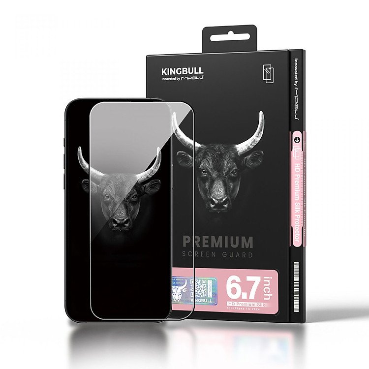Dòng dán cường lực Mipow Kingbull HD Premium Silk chính hãng dành cho iPhone 16 Pro Max