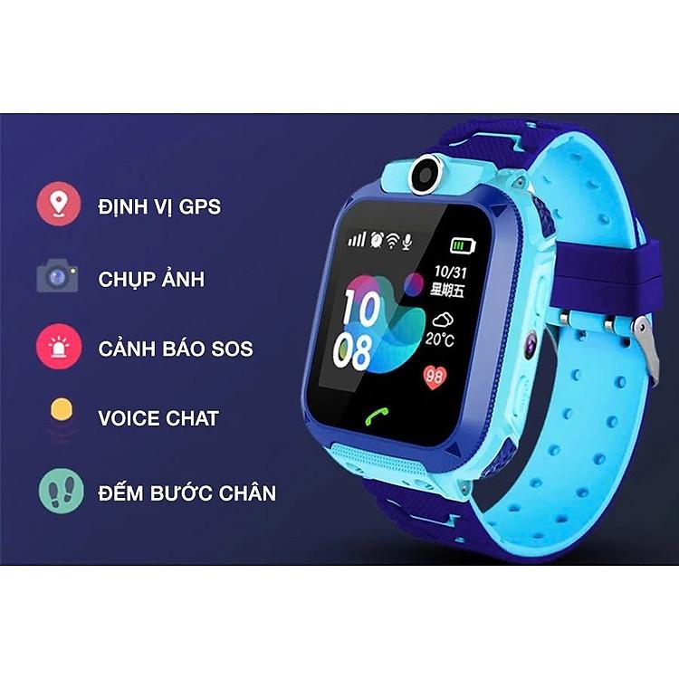 Đồng Hồ Thông Minh Trẻ Em Watch Q12 Màu Xanh Chống Nước Chuẩn IP67 Nhập Khẩu Bền