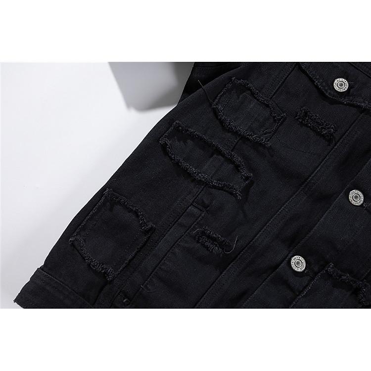 Đừng bỏ lỡ áo khoác Jeans nam đen túi vuông bền bỉ theo thời gian