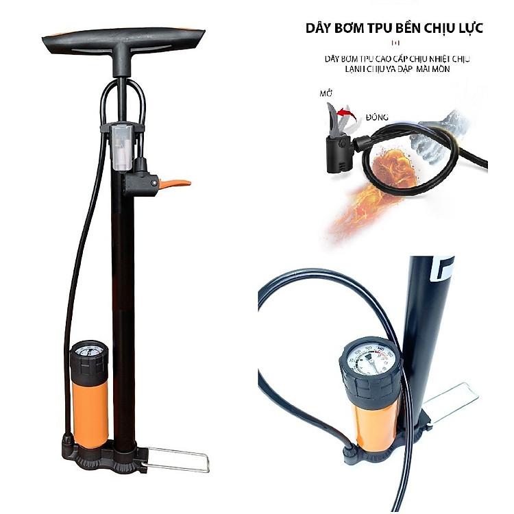 Dụng cụ bơm hơi xe máy cầm tay có đồng hồ kiểm tra áp suất lốp xe