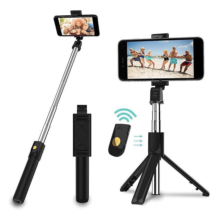 Gậy tự sướng 3 chân chống rung quay video tích hợp đèn trợ sáng và xoay linh hoạt đa góc