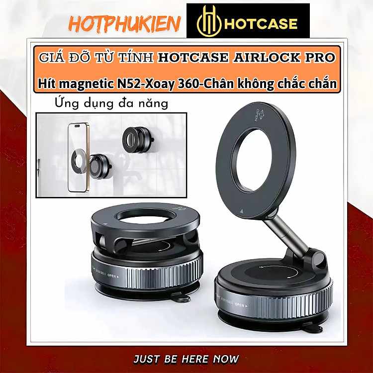 Giá đỡ điện thoại từ tính Hotcase Airlock Pro nam châm hút chân không siêu dính cho văn phòng và ô tô