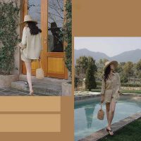 Haint Boutique Bv05 set bộ nữ linen cổ sơ mi quần short ống rộng phong cách Hàn Quốc
