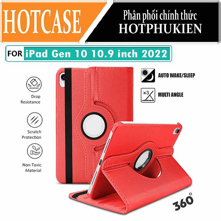 HOTCASE bao da xoay 360 độ cho iPad Gen 10 và Gen 11 bảo vệ máy tối ưu hàng đầu