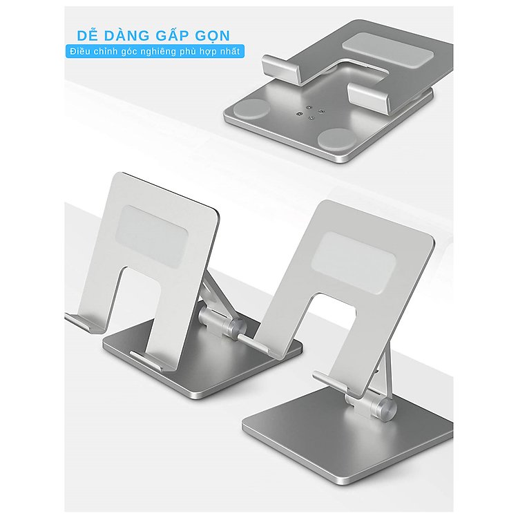 Kệ nhôm cao cấp hai trục xoay 180 độ chống đổ cho iPad và điện thoại chính hãng