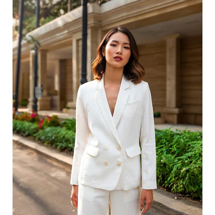 Khám Phá Mẫu Áo Khoác Blazer Linen Nữ Trắng Thanh Lịch Bán Chạy Nhất An Nam
