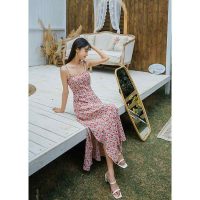 Mẫu đầm maxi xẻ tà dáng dài hoa nhí chất voan tơ cao cấp sang trọng MX056