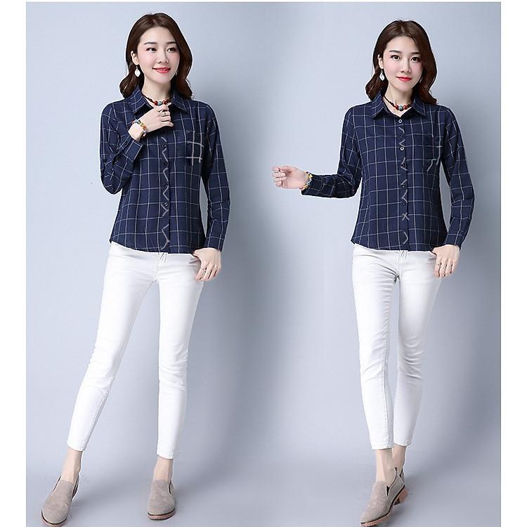Mẫu mới áo sơ mi caro nữ công sở Haint Boutique Sm191 thiết kế trẻ trung thanh lịch