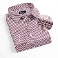 Mẫu sơ mi công sở trung niên Anton AC153 kẻ sọc đỏ cotton cao cấp kiểu dáng lịch sự