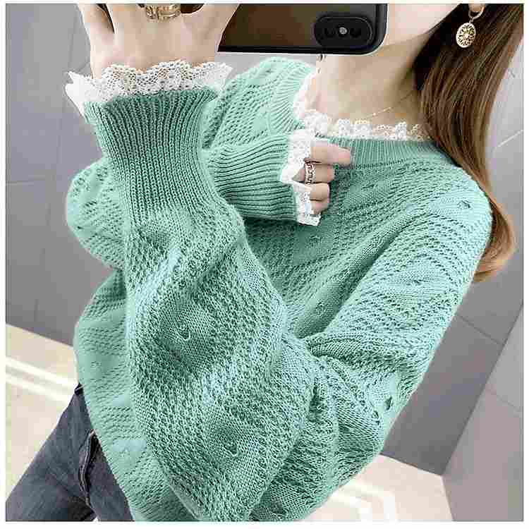 Mua áo len cổ tròn phối ren Haint Boutique AL50 chất lượng cao giao hàng toàn quốc