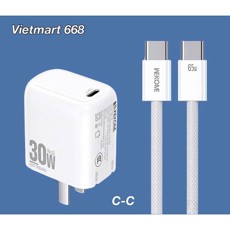 Nâng Cấp Tốc Độ Sạc Với WeKome WU-39 30W Kèm Cáp Sạc Bọc Dù Chống Rối Chính Hãng