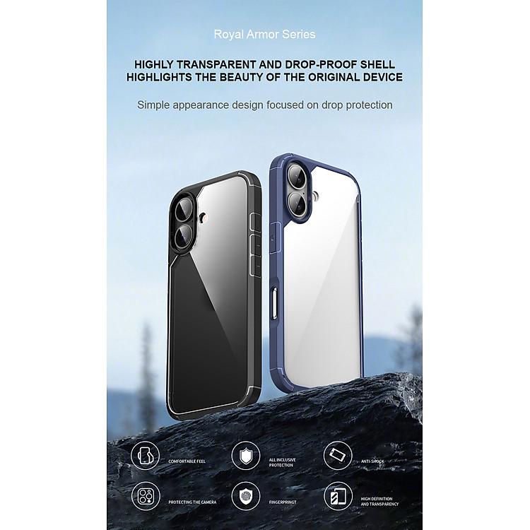 Ốp lưng iPhone 16 Plus chống sốc lưng trong suốt hàng chính hãng độ bền vượt trội