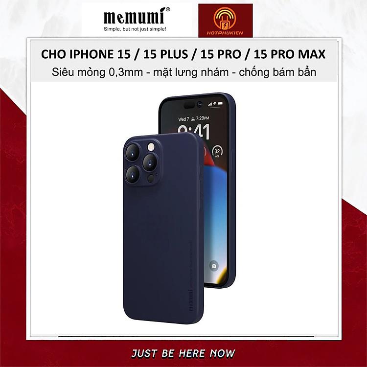 Ốp lưng Memumi Slim siêu mỏng 0.3mm cho iPhone 15 Pro Max lựa chọn hoàn hảo cho người thích máy trần