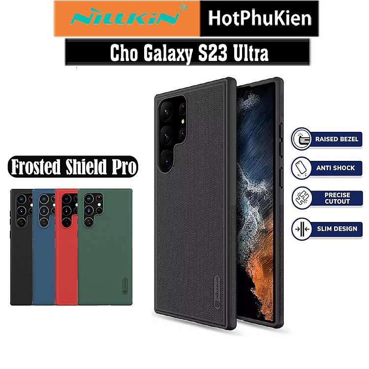 Ốp lưng Nillkin Super Frosted Shield Pro mặt sần cho Samsung S23 Ultra hàng nhập khẩu bền đẹp chắc chắn