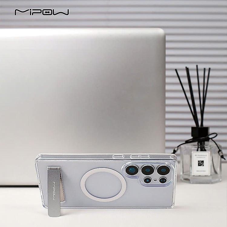 Ốp lưng Samsung Galaxy S25 Ultra Mipow Qi2 chân chống ẩn tinh tế và tiện dụng