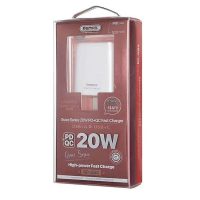 Phụ kiện sạc nhanh Remax RP-U64 20W màu trắng tích hợp cổng PD và QC tiện ích