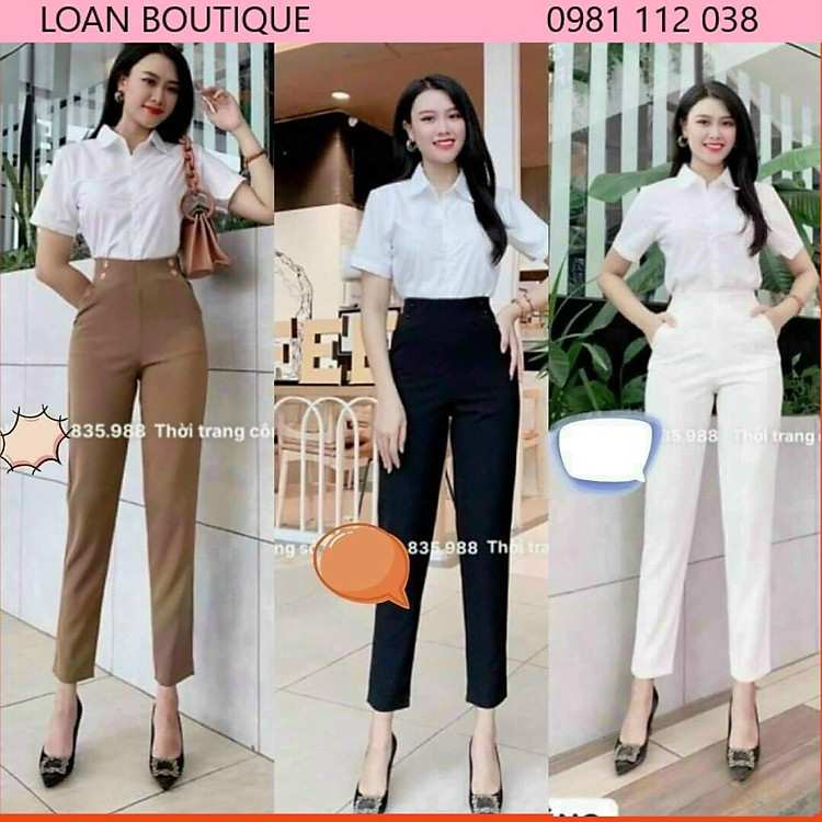 Quần công sở nữ lưng cao dáng baggy vải trượt Nhật cao cấp mịn đẹp phù hợp mọi vóc dáng